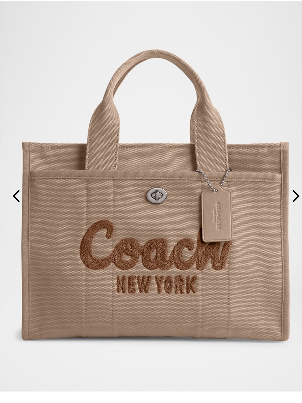 Coach medium Canvas Tote in Light Beige with Brown Logo